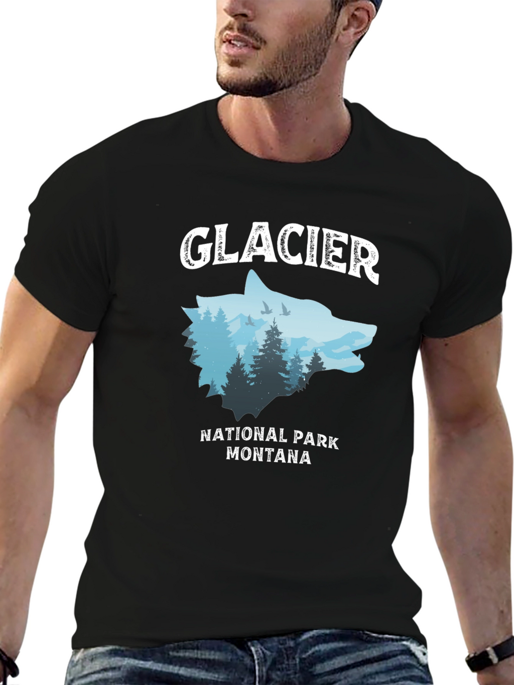 Glacier National Park Wolf Graphic Tee