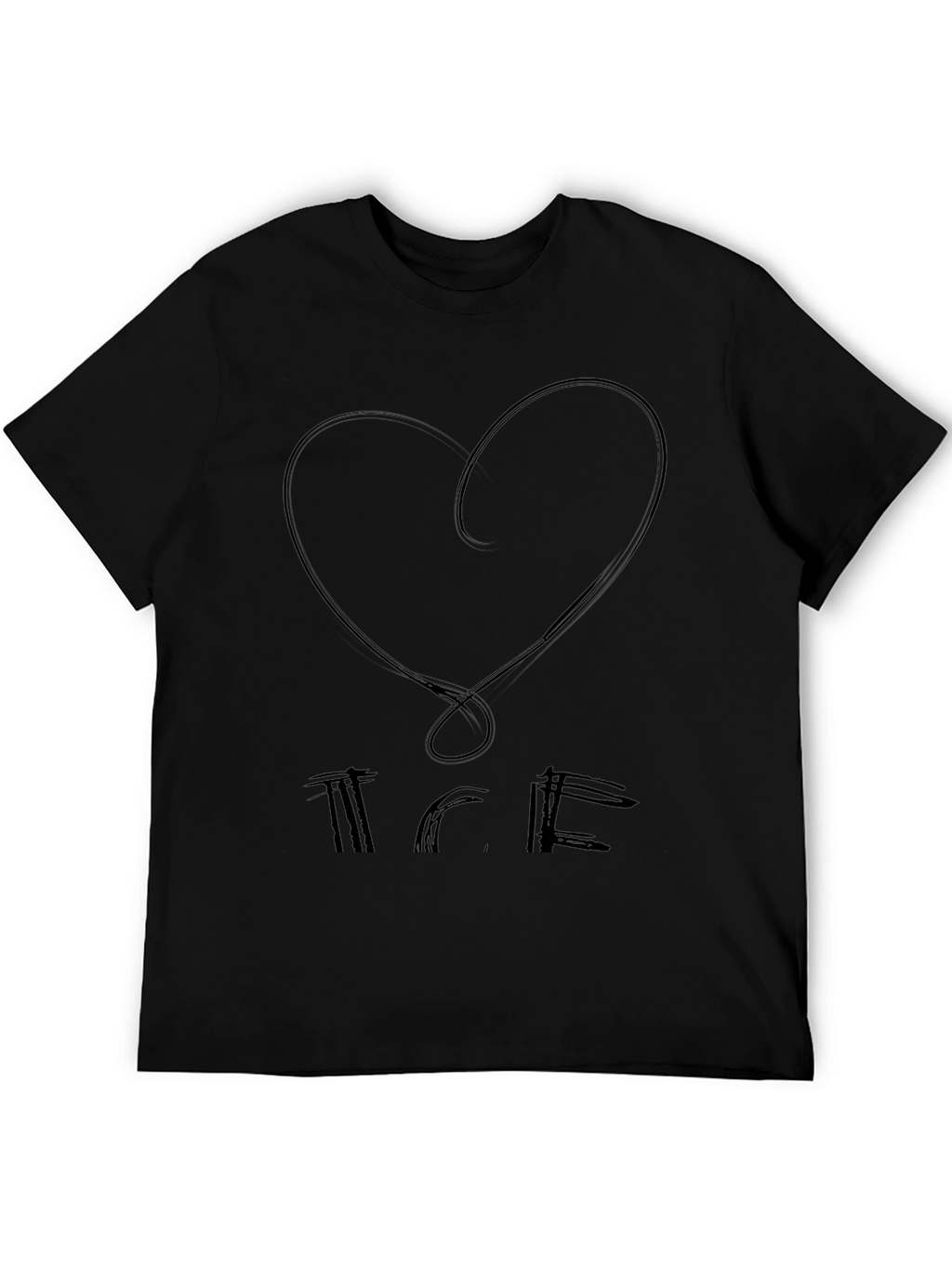 Abstract Heart Graphic Black T-Shirt