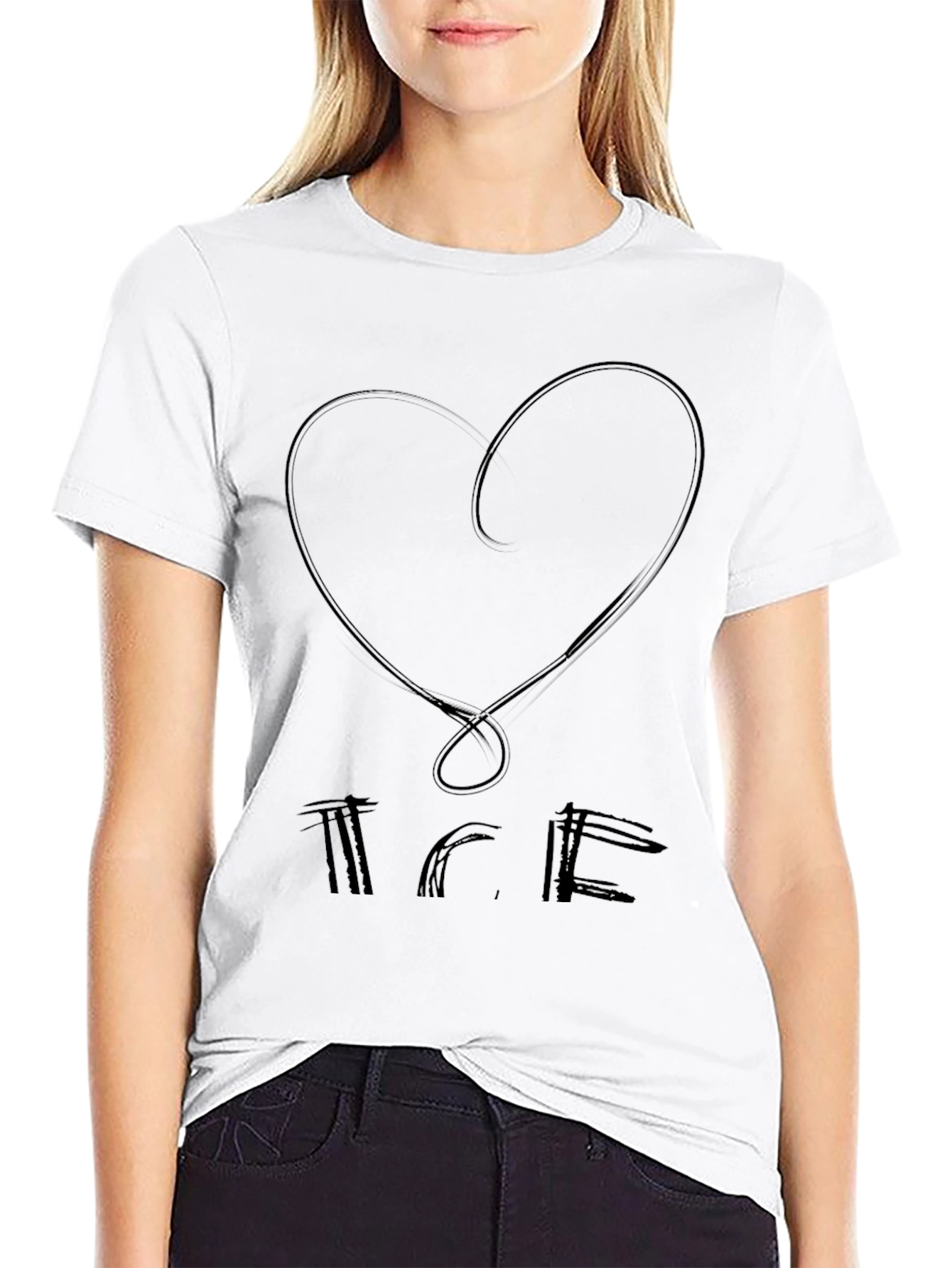 Abstract Heart Graphic Black T-Shirt