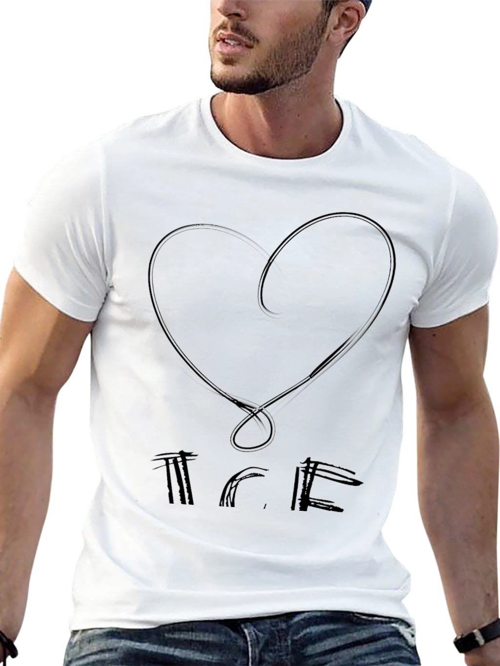 Abstract Heart Graphic Black T-Shirt