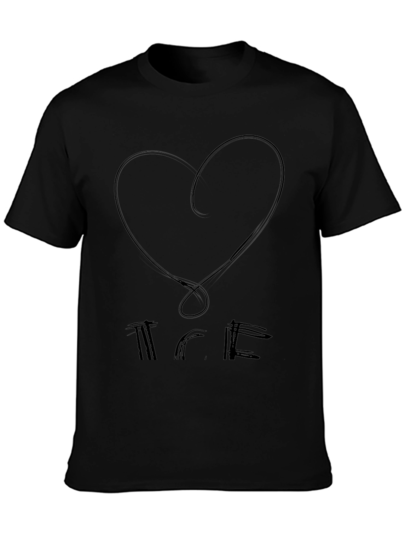 Abstract Heart Graphic Black T-Shirt