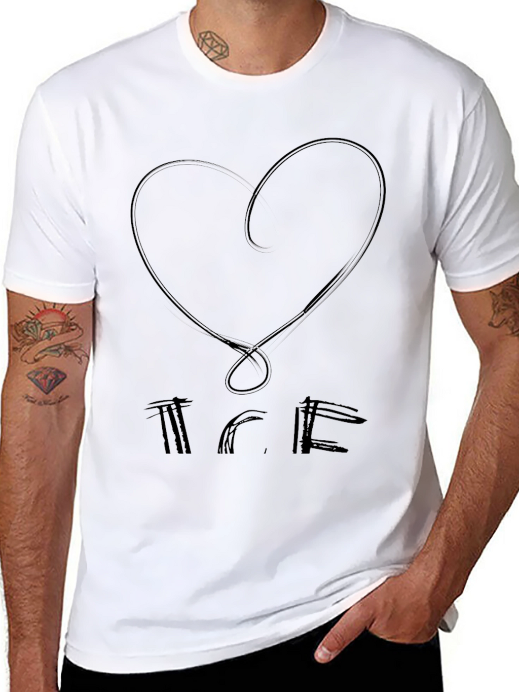 Abstract Heart Graphic Black T-Shirt