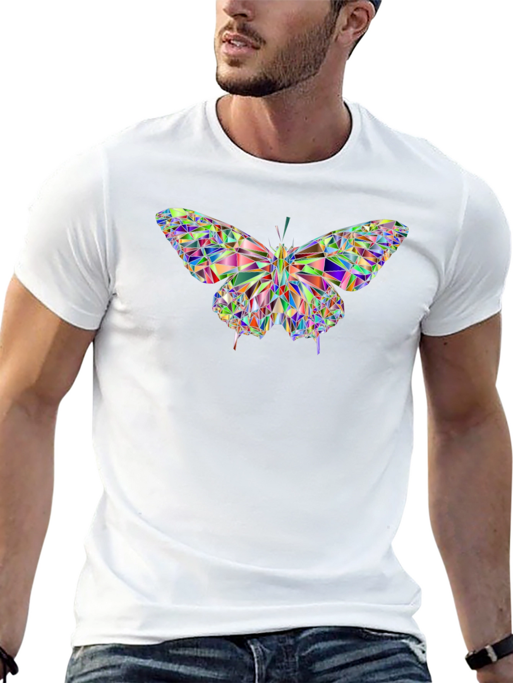 Geometric Butterfly Graphic Black T-Shirt