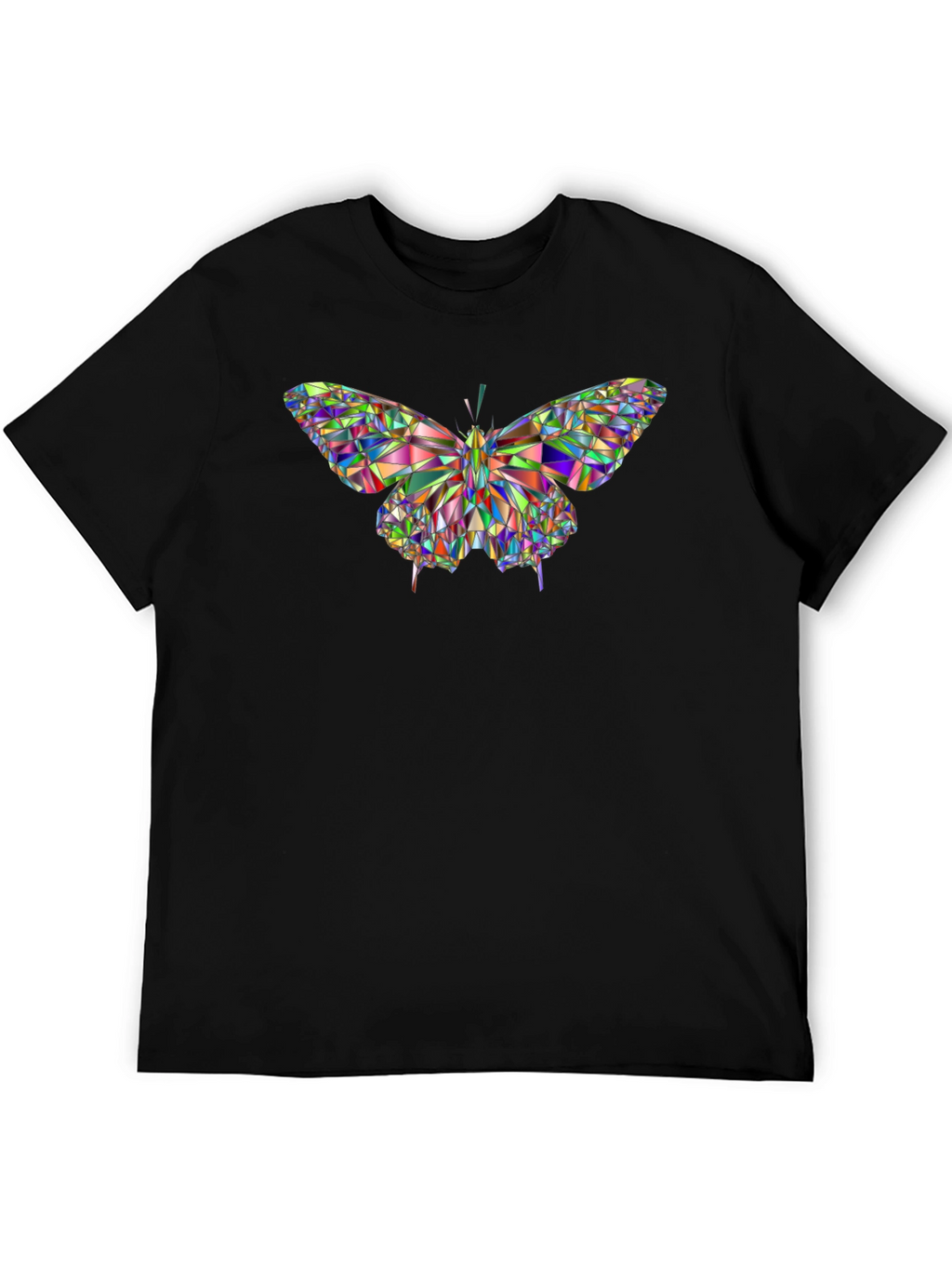Geometric Butterfly Graphic Black T-Shirt