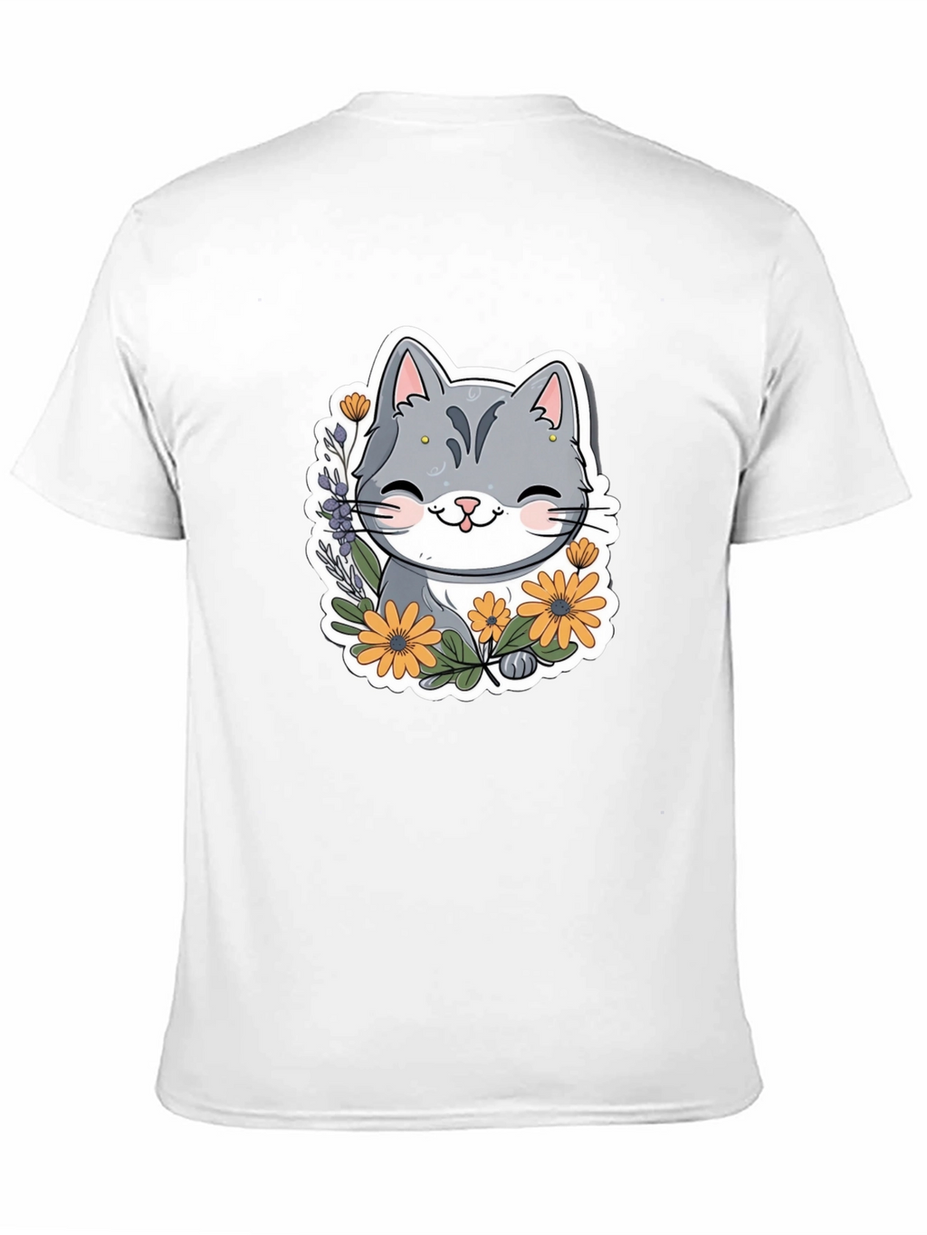 Cute Cat T-Shirt with Flowers