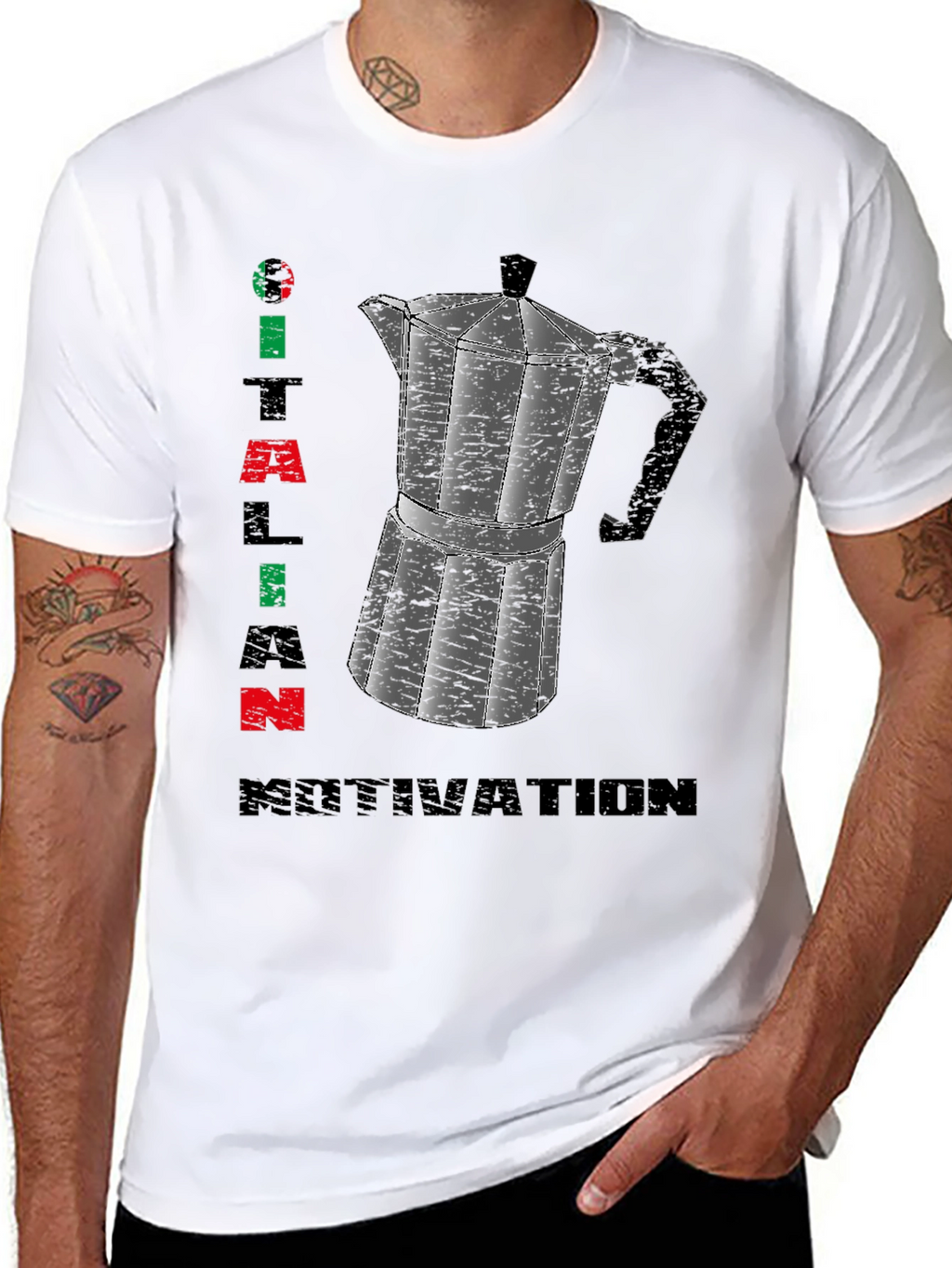 Italian Motivation T-Shirt - Espresso Coffee Maker Design