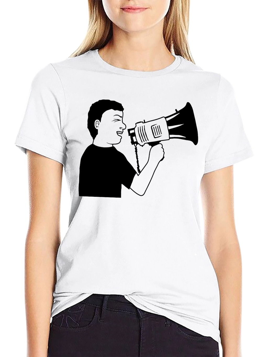 Megaphone Graphic Tee - Black Casual Style