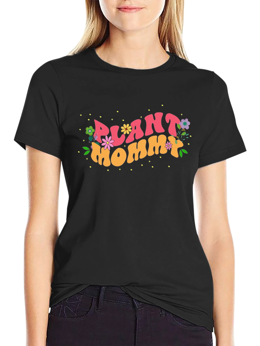 Plant Mommy Black Cotton T-Shirt