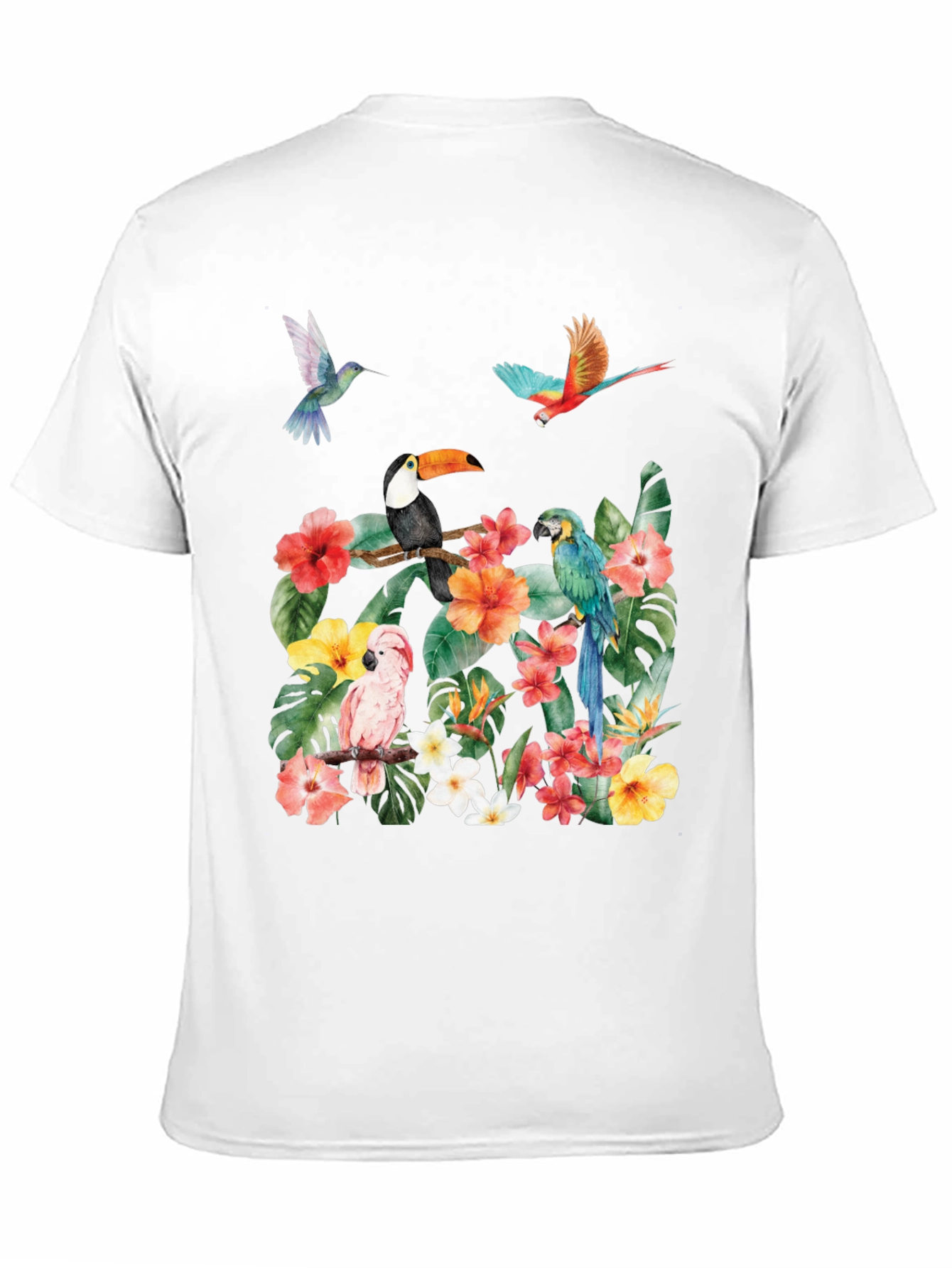 Tropical Bird & Floral Print T-Shirt