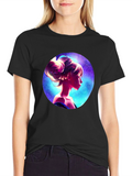 Cosmic Woman Graphic Tee - Stylish Black T-Shirt