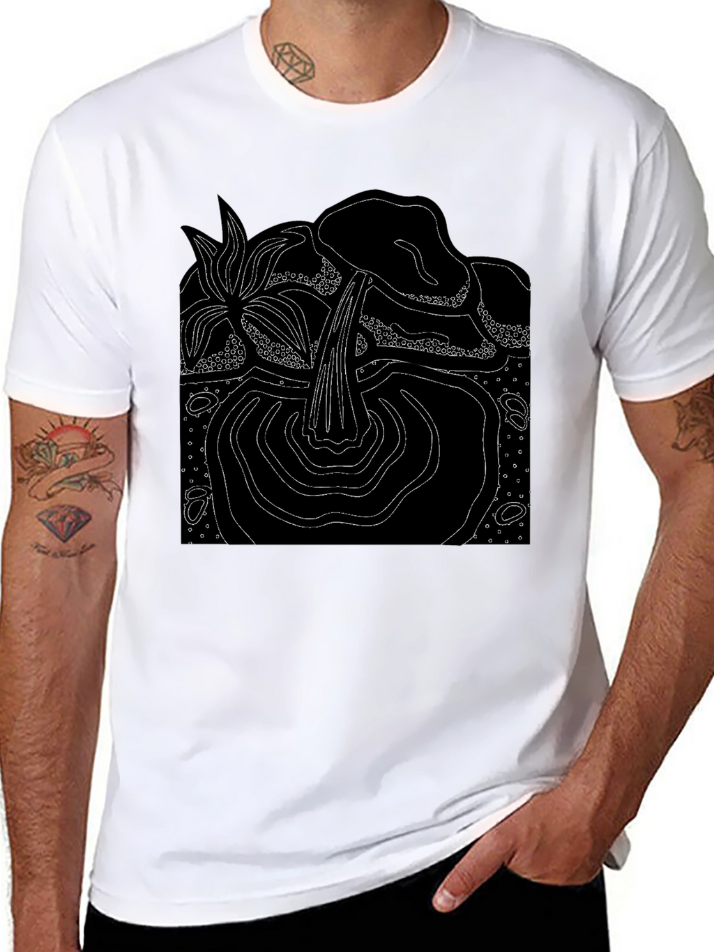Abstract Nature Graphic Black T-Shirt