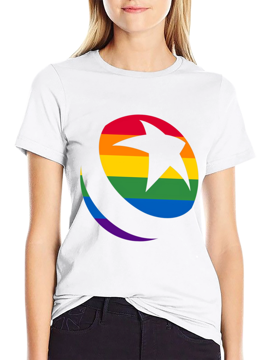 Rainbow Star & Crescent Black T-Shirt