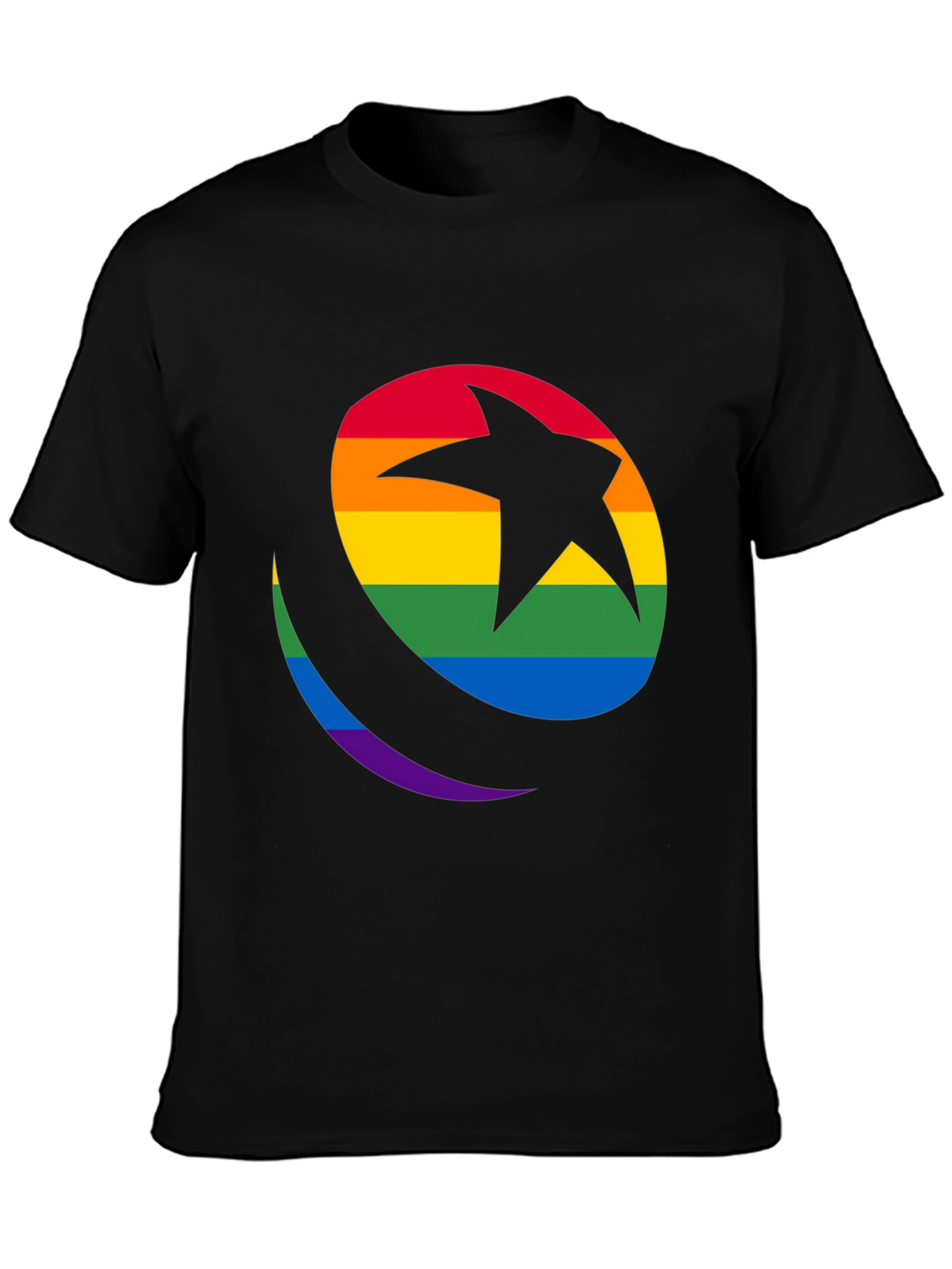 Rainbow Star & Crescent Black T-Shirt
