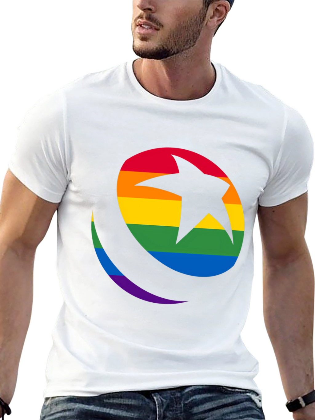 Rainbow Star & Crescent Black T-Shirt