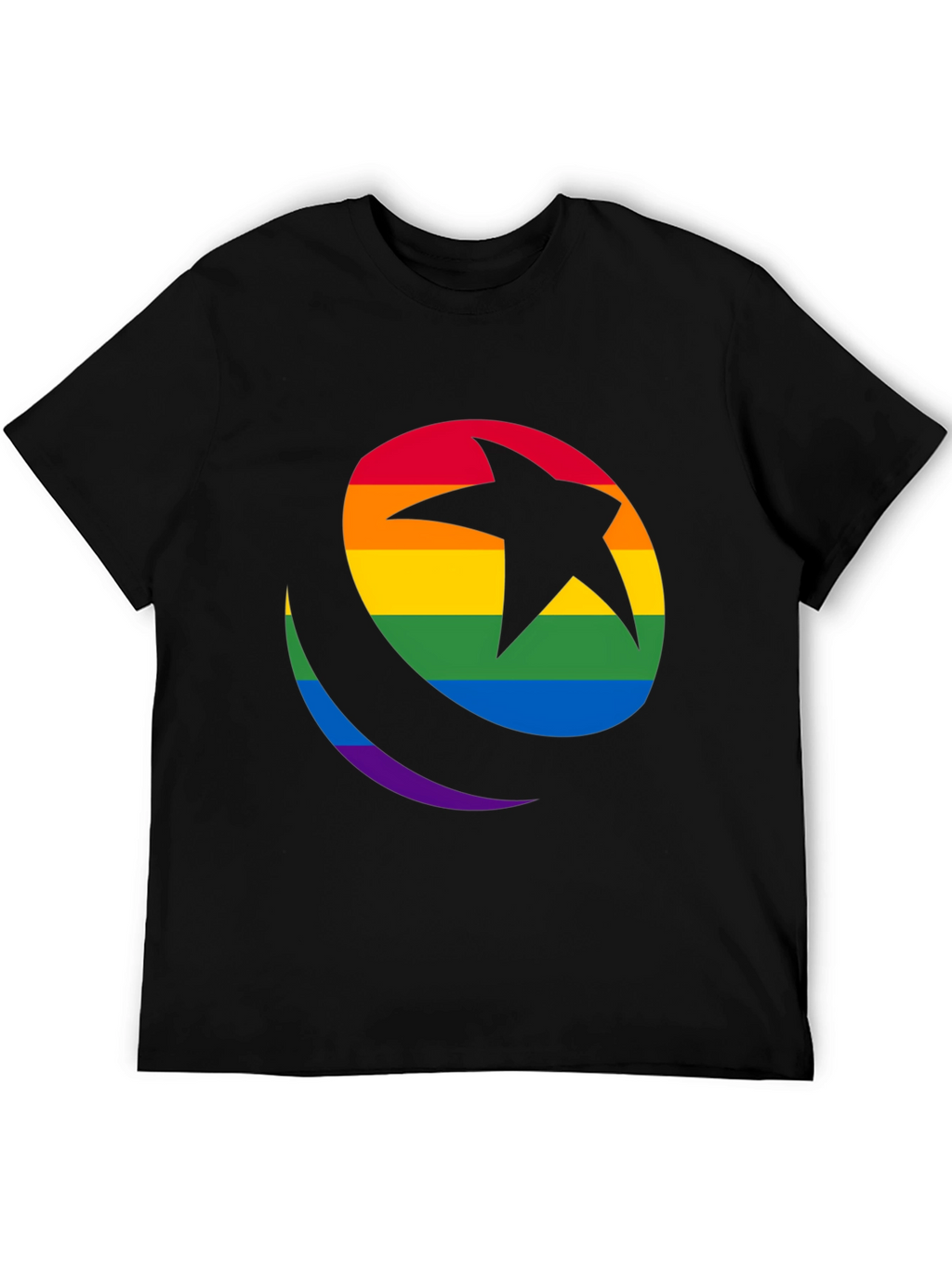 Rainbow Star & Crescent Black T-Shirt
