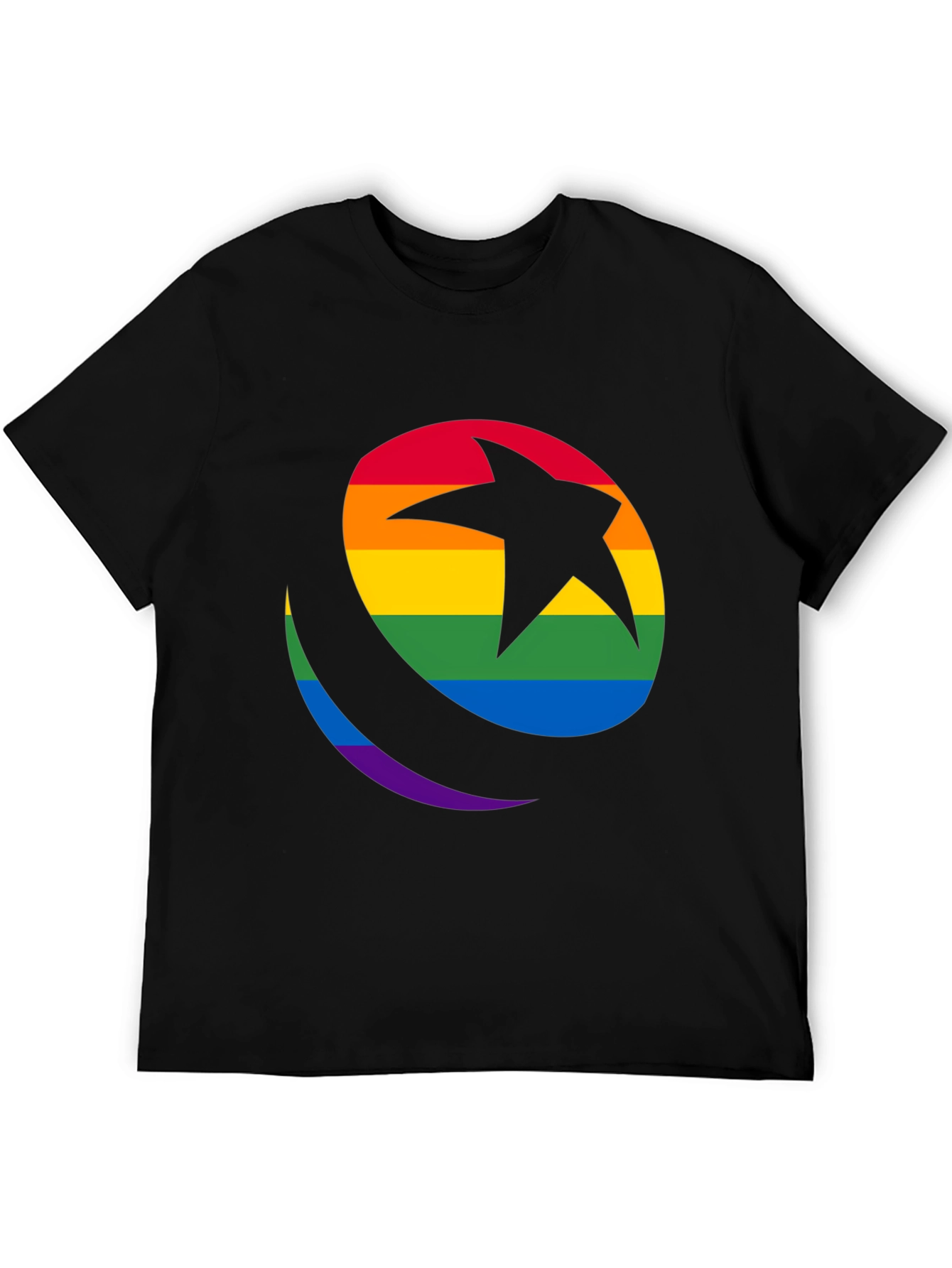 Rainbow Star & Crescent Black T-Shirt