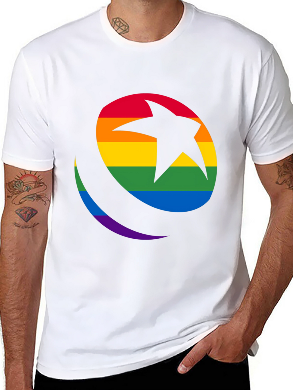 Rainbow Star & Crescent Black T-Shirt