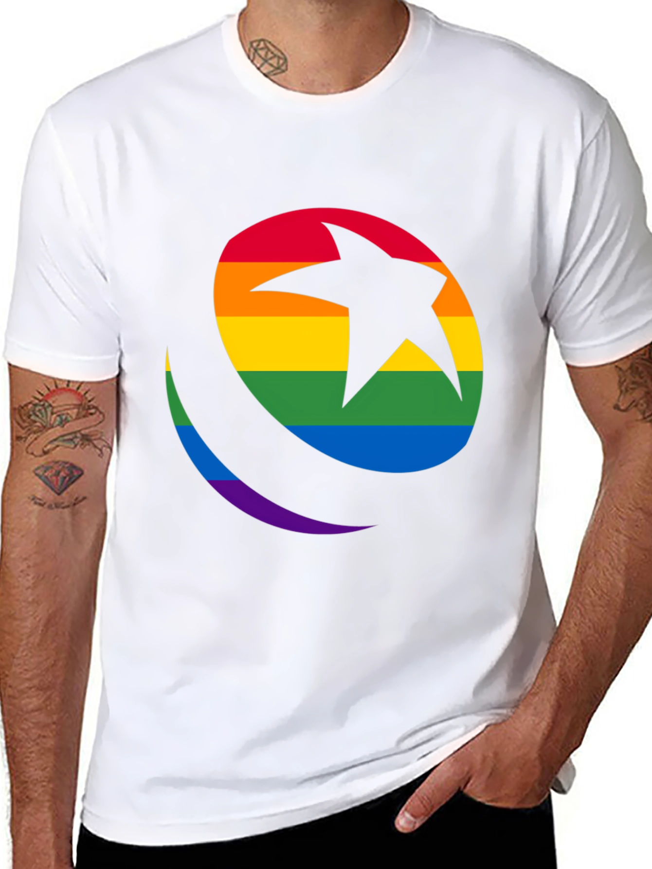 Rainbow Star & Crescent Black T-Shirt