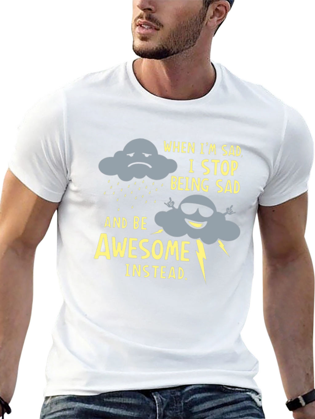 Funny Graphic Tee: Sad Cloud to Awesome Cloud
