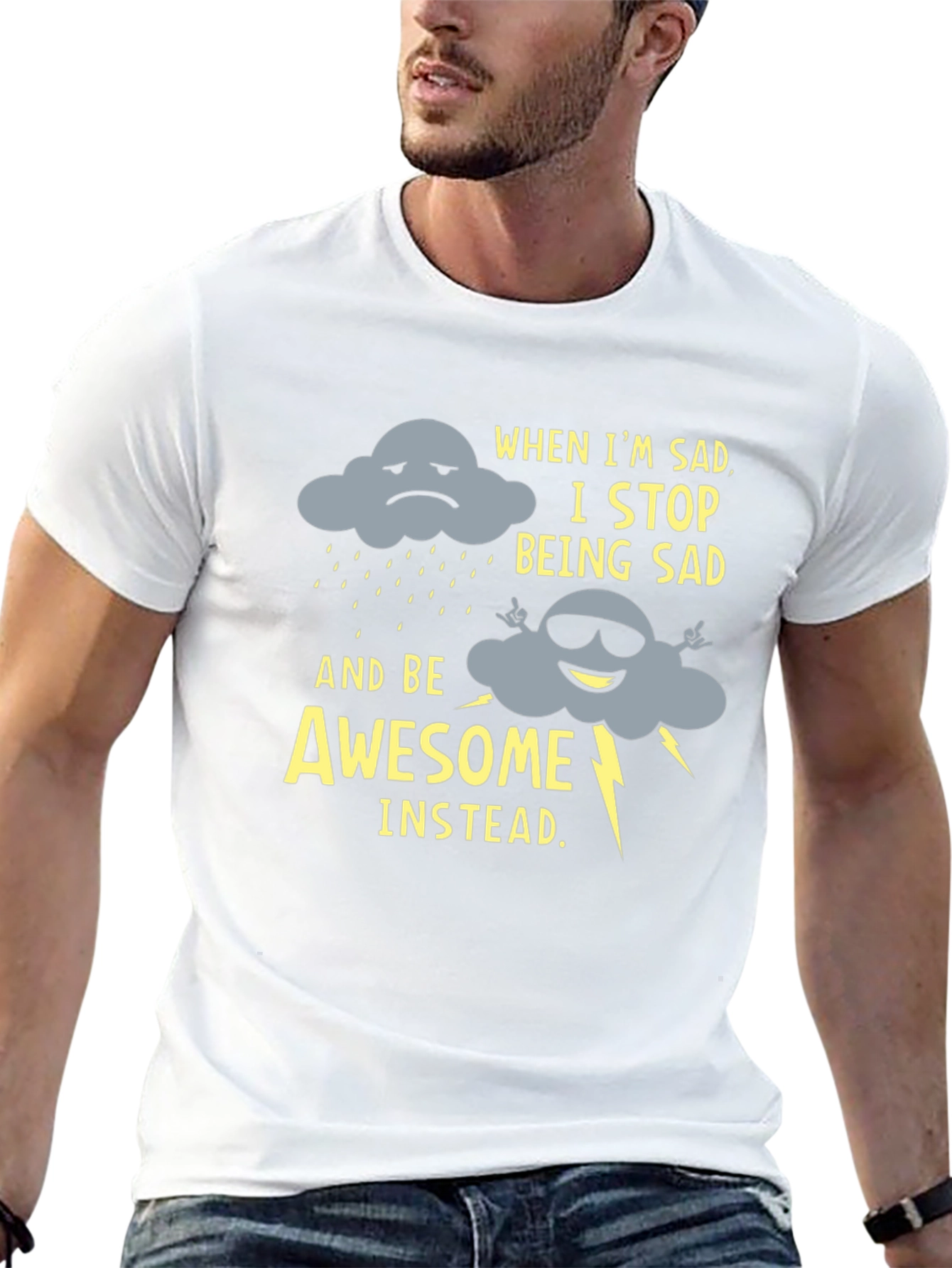Funny Graphic Tee: Sad Cloud to Awesome Cloud