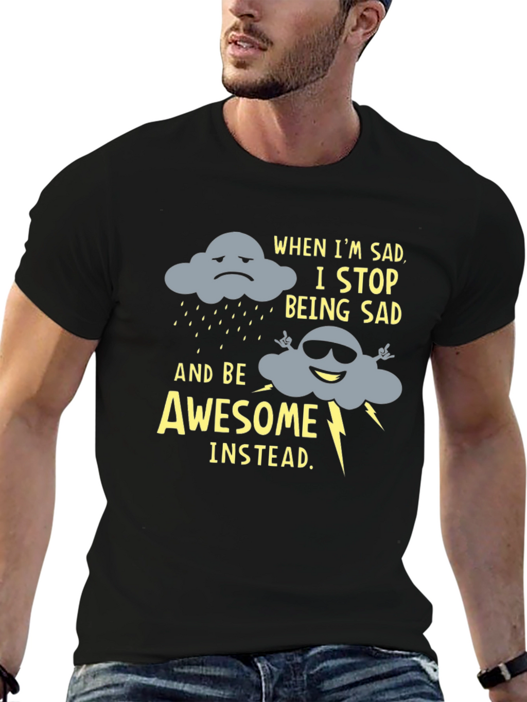 Funny Graphic Tee: Sad Cloud to Awesome Cloud