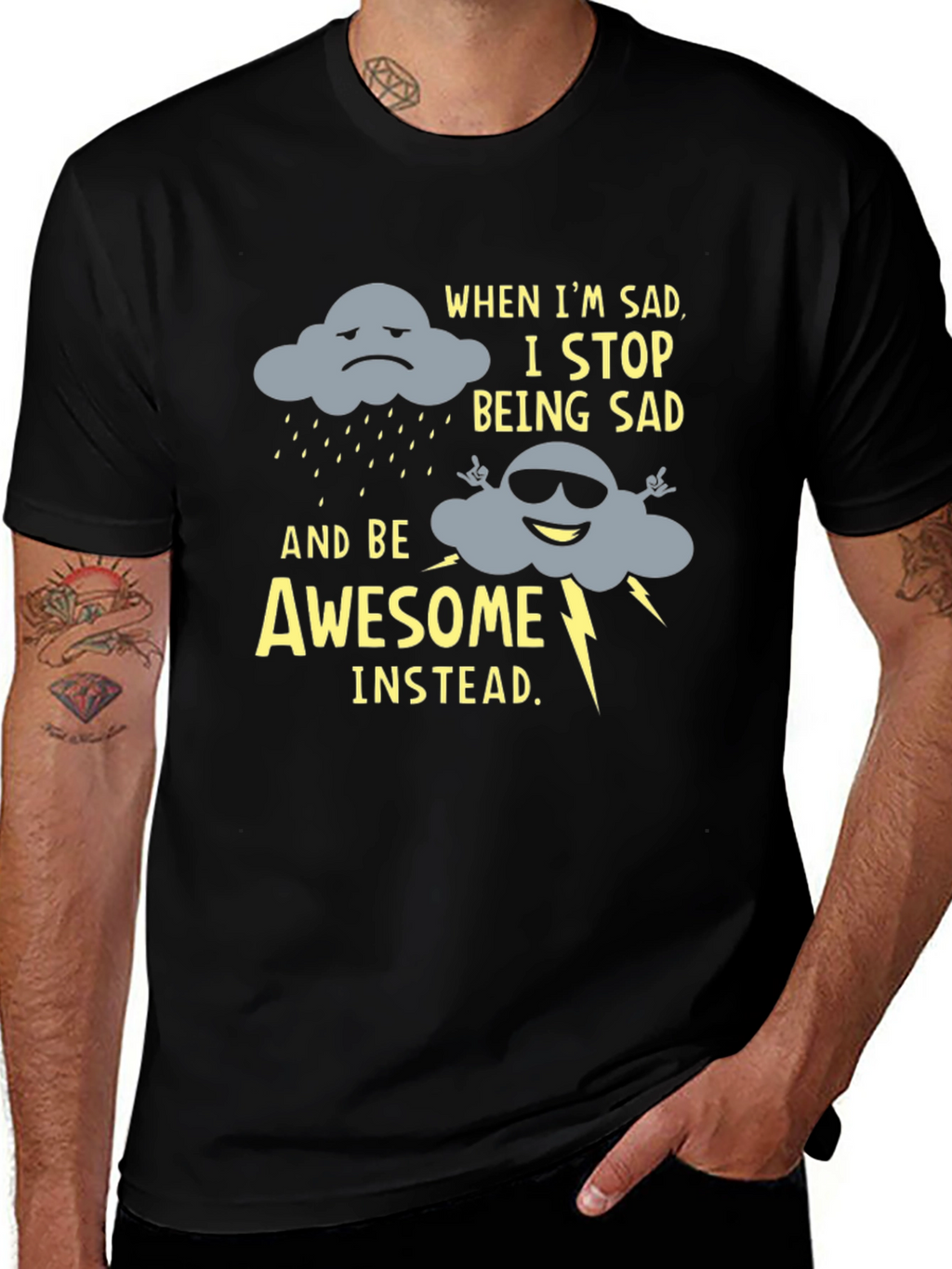 Funny Graphic Tee: Sad Cloud to Awesome Cloud