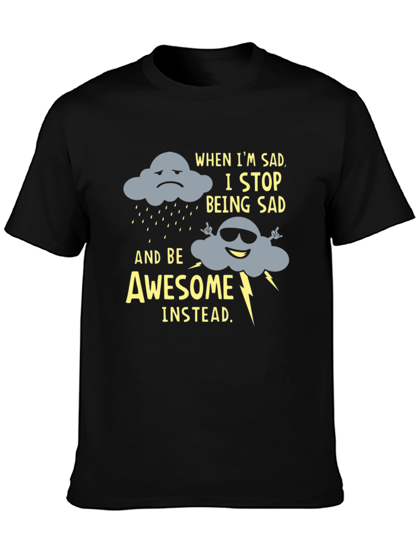 Funny Graphic Tee: Sad Cloud to Awesome Cloud