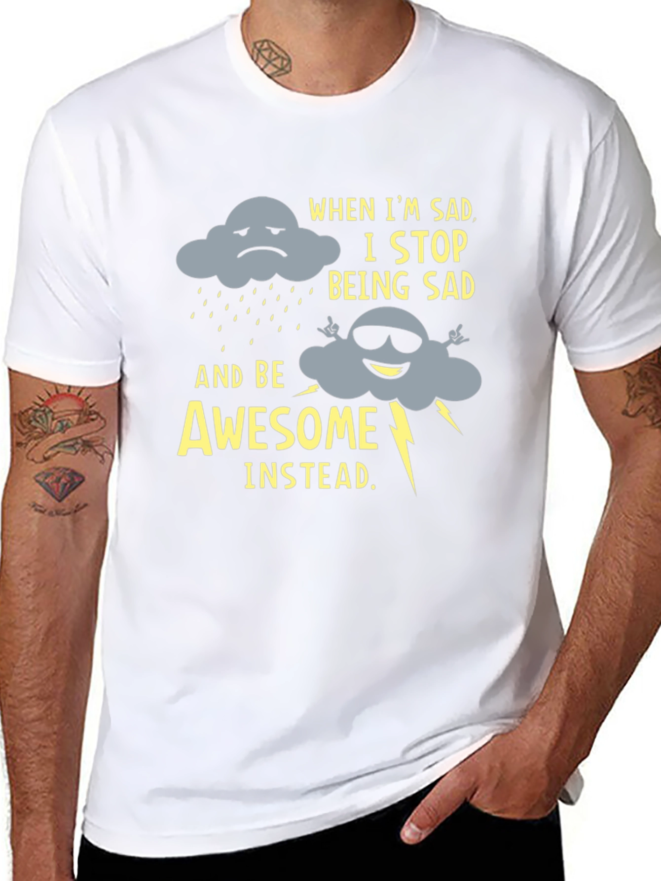 Funny Graphic Tee: Sad Cloud to Awesome Cloud