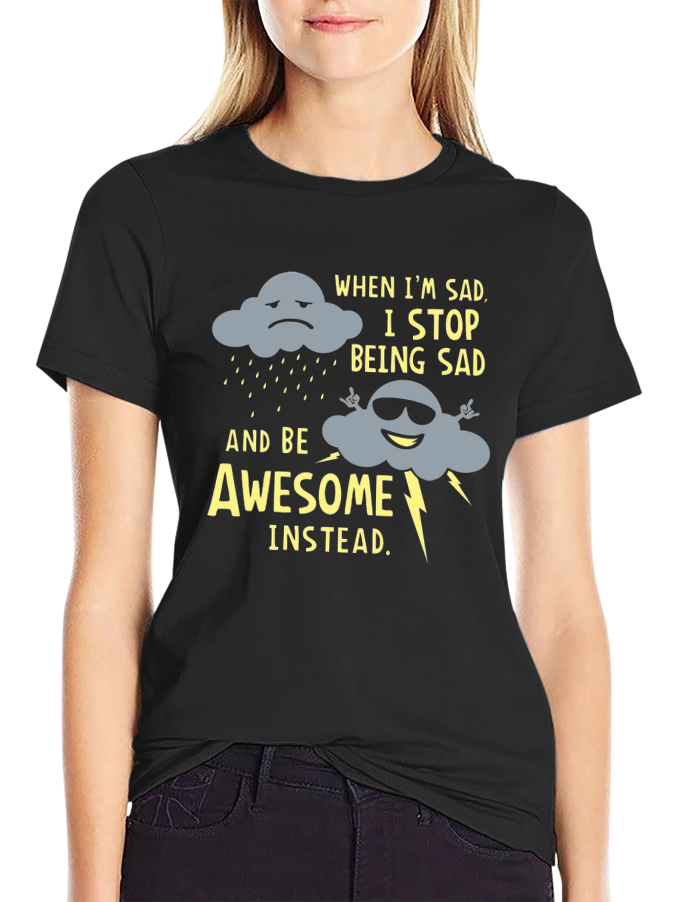 Funny Graphic Tee: Sad Cloud to Awesome Cloud