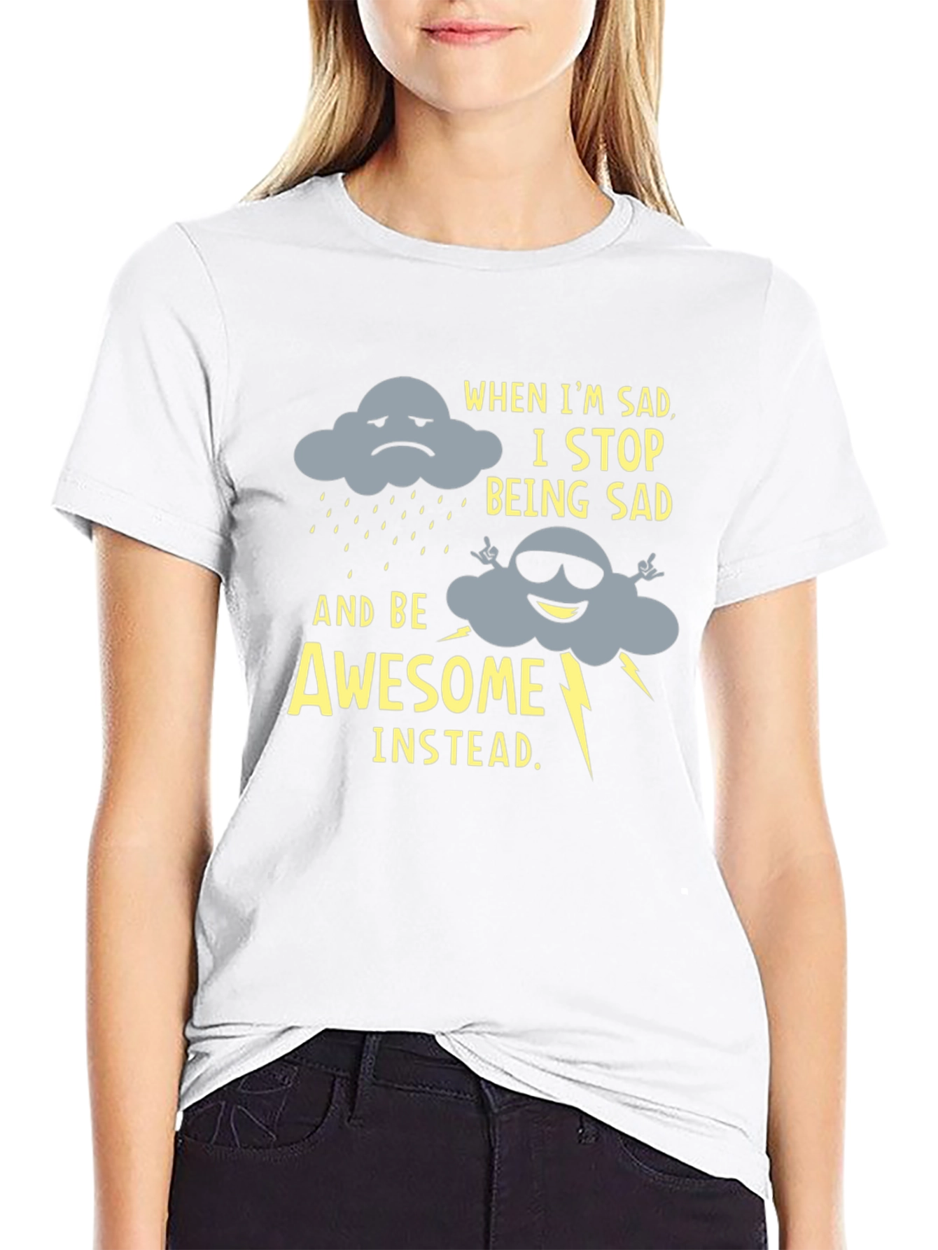 Funny Graphic Tee: Sad Cloud to Awesome Cloud