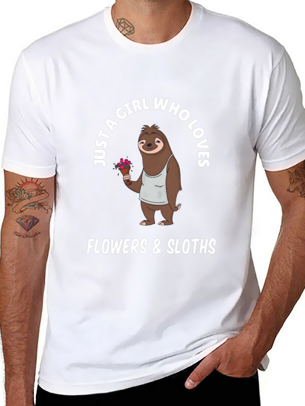 Girl Who Loves Flowers & Sloths T-Shirt