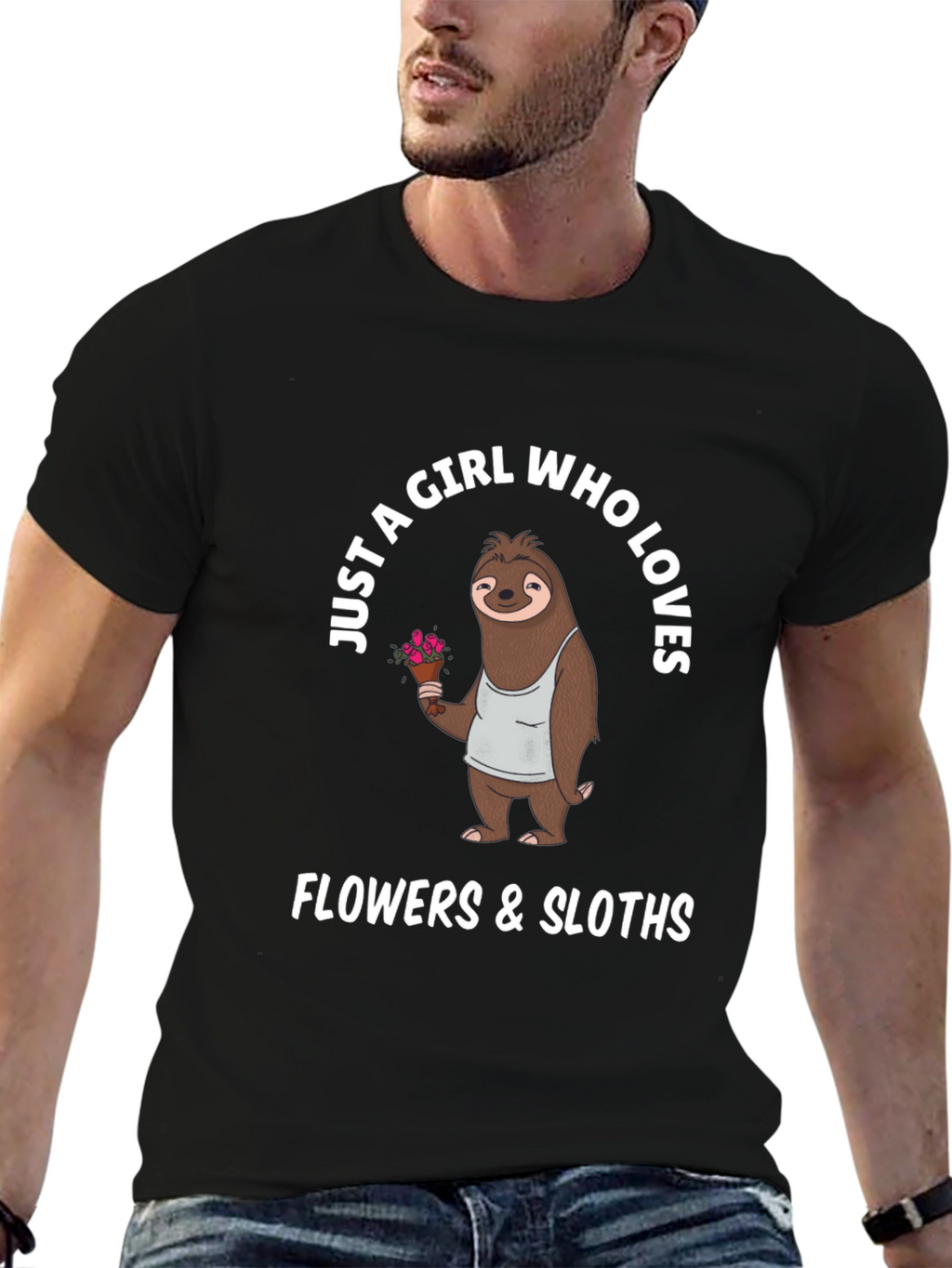 Girl Who Loves Flowers & Sloths T-Shirt