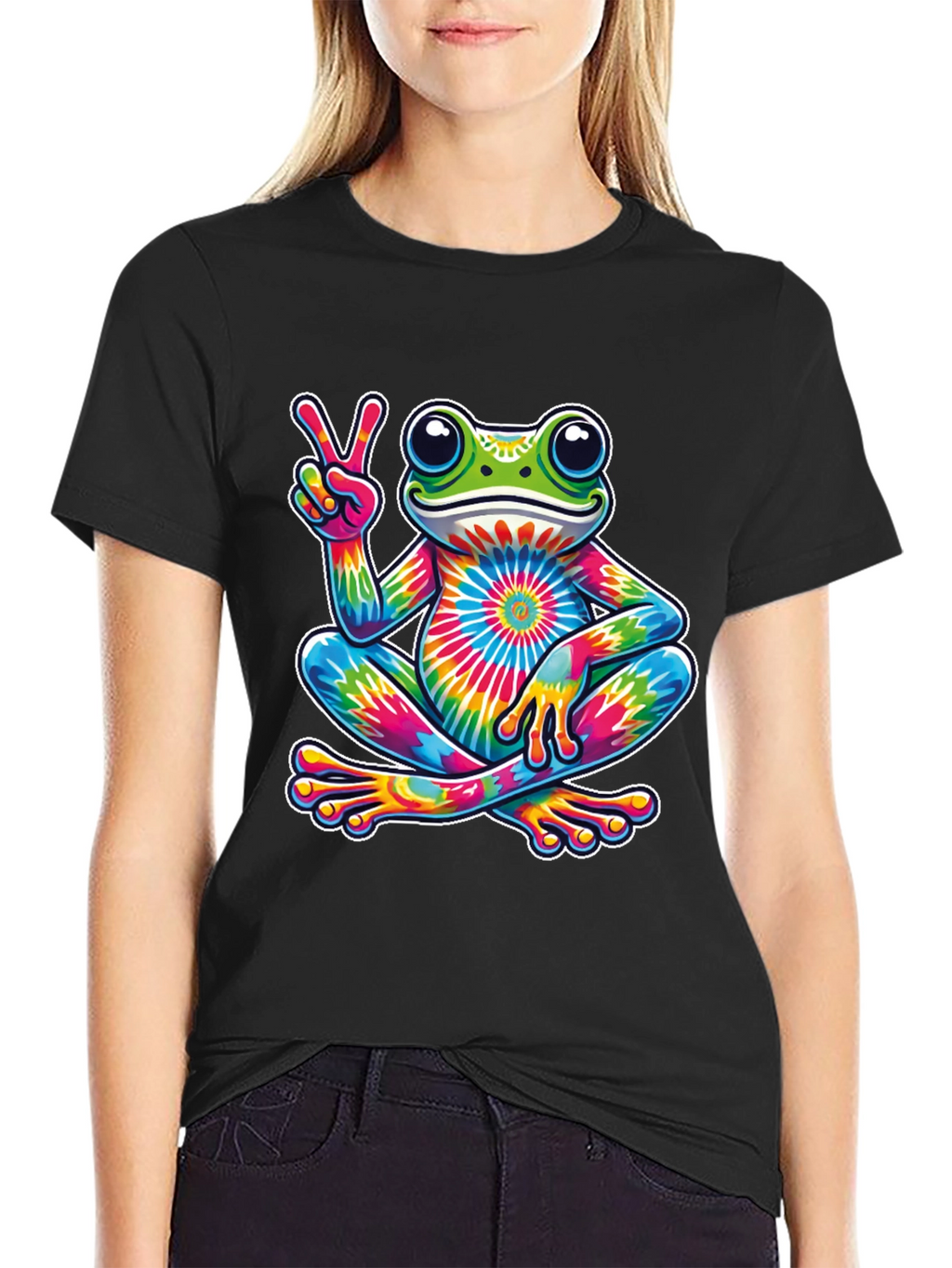 Tie-Dye Frog Peace Sign T-Shirt