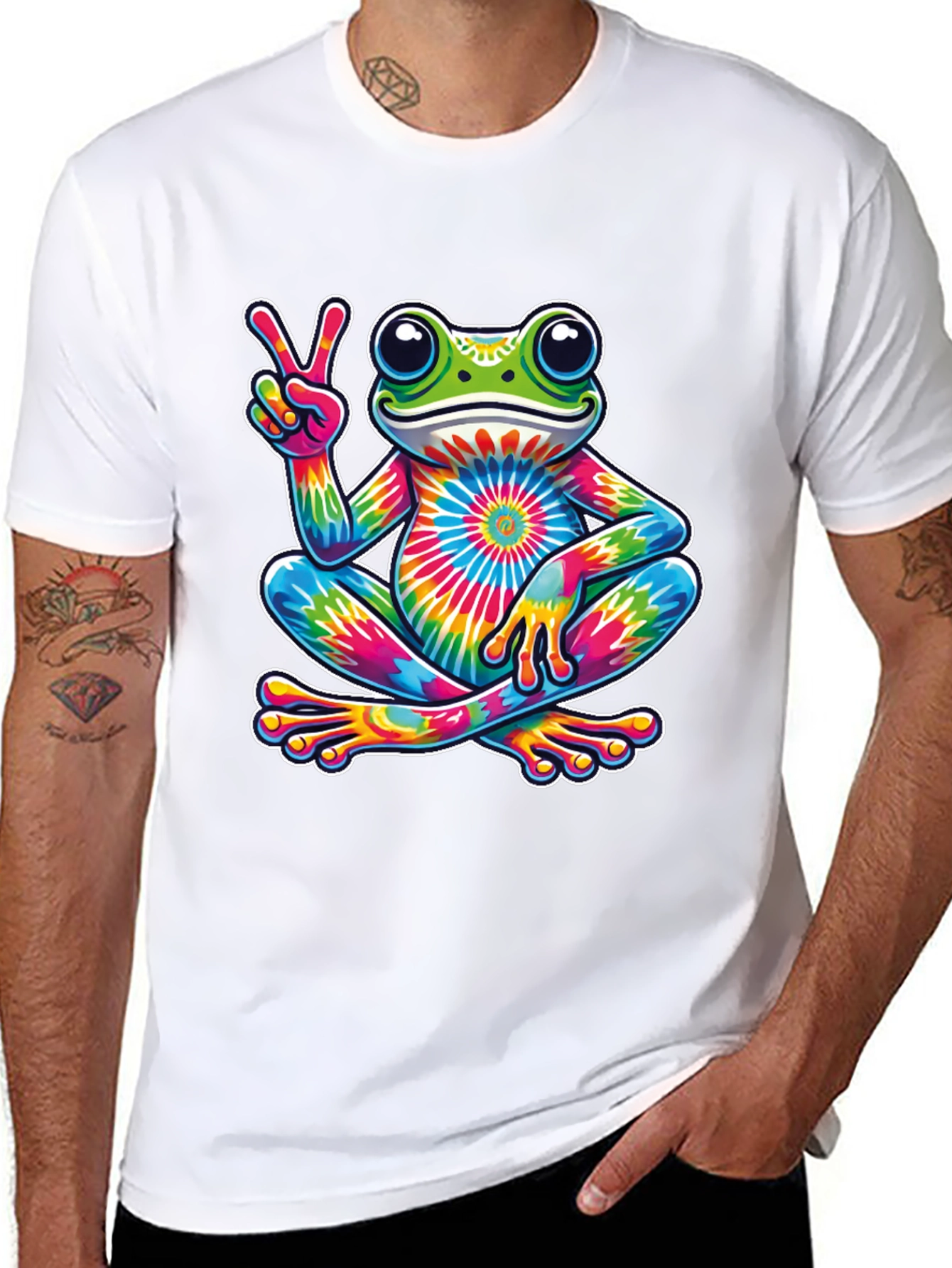 Tie-Dye Frog Peace Sign T-Shirt