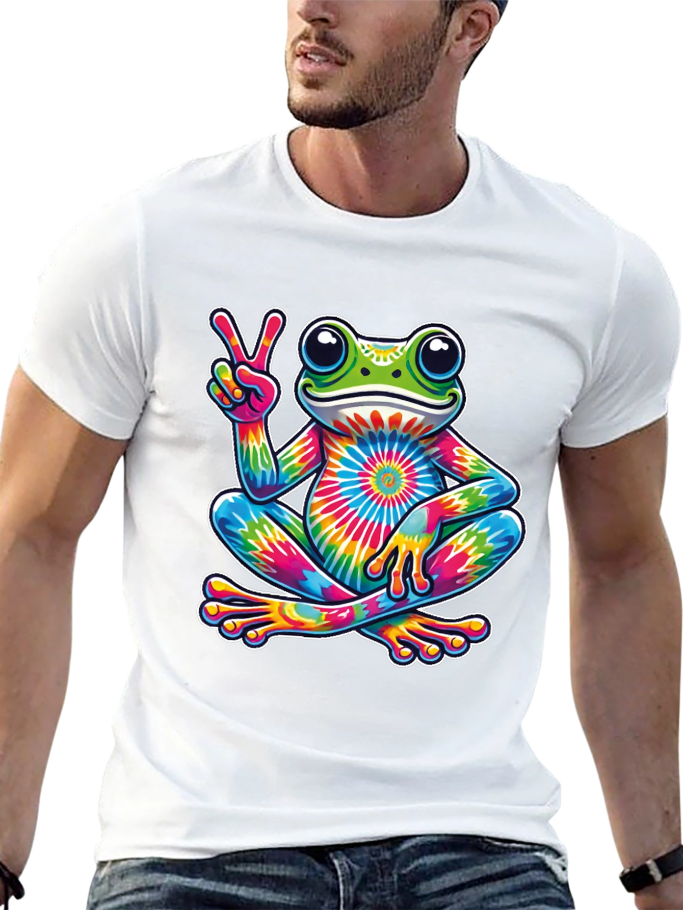 Tie-Dye Frog Peace Sign T-Shirt