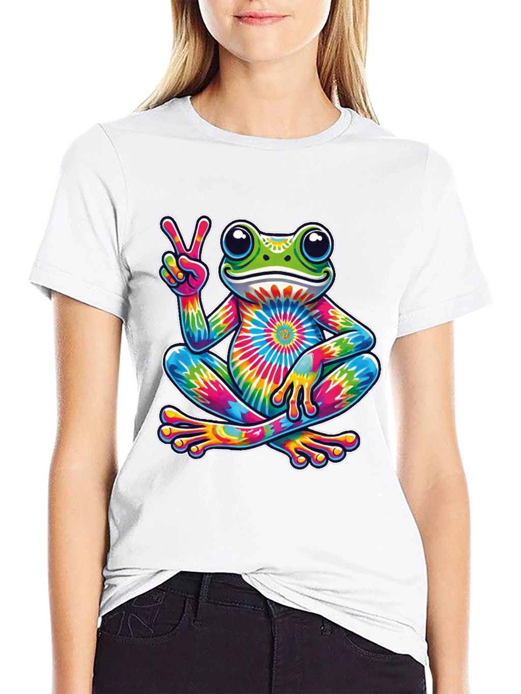 Tie-Dye Frog Peace Sign T-Shirt
