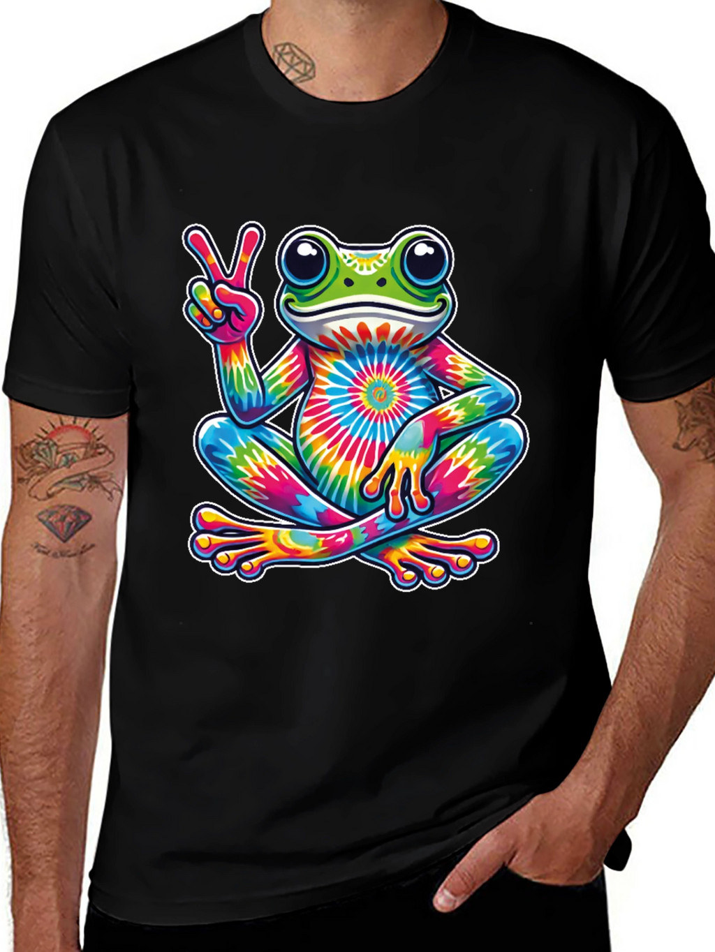 Tie-Dye Frog Peace Sign T-Shirt