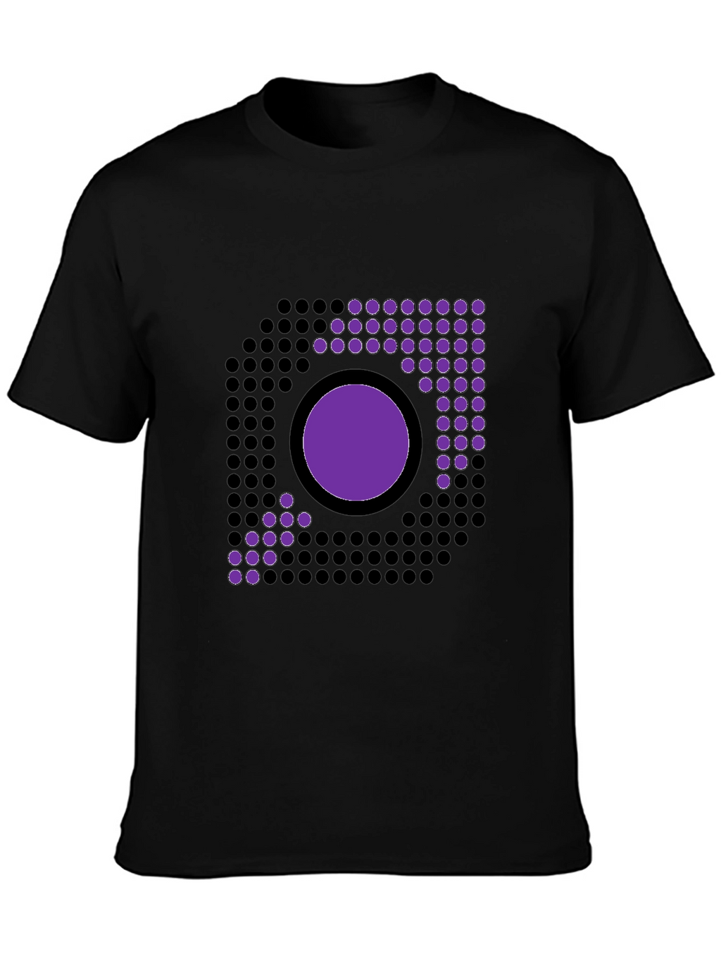 Geometric Circle Design Black T-Shirt
