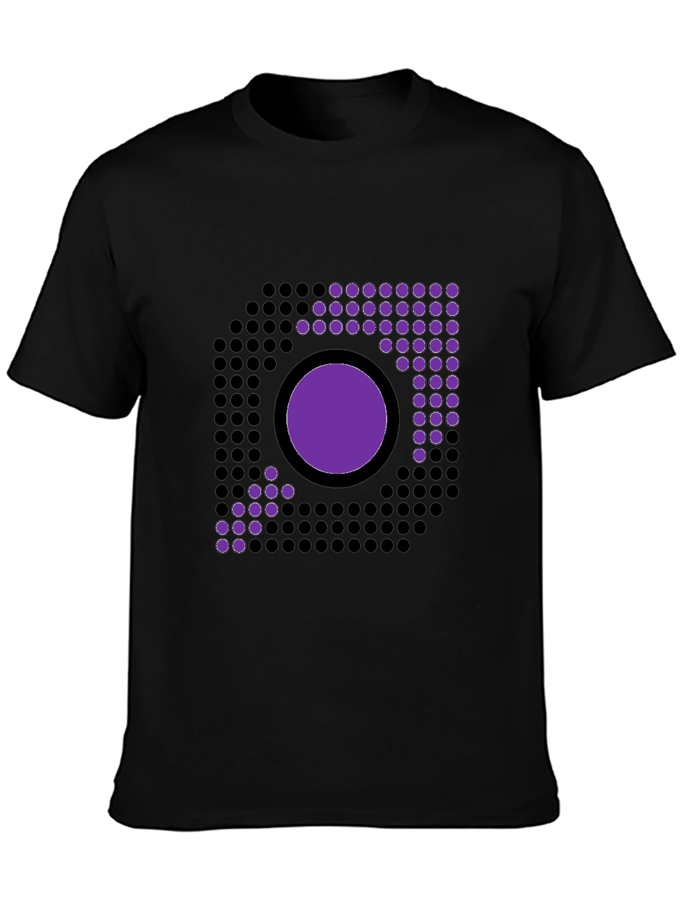 Geometric Circle Design Black T-Shirt