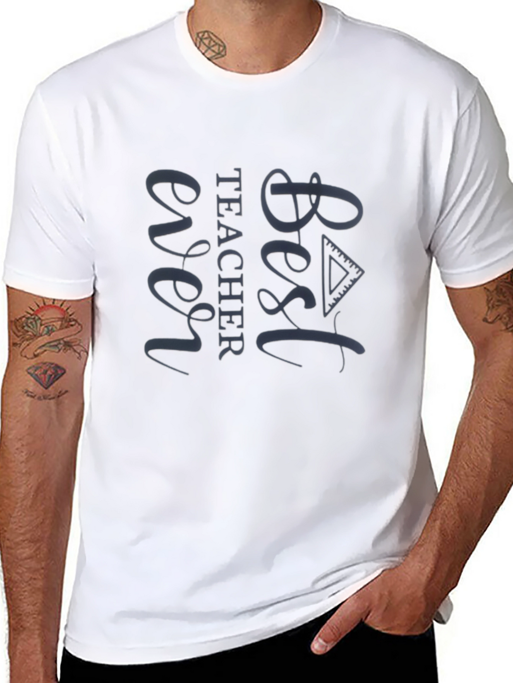 Best Teacher Ever Graphic Tee - Black Casual T-Shirt