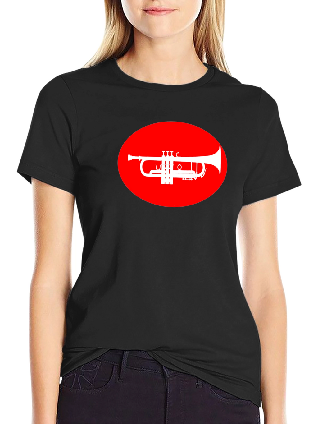 Trumpet Graphic Tee - Red Oval Design