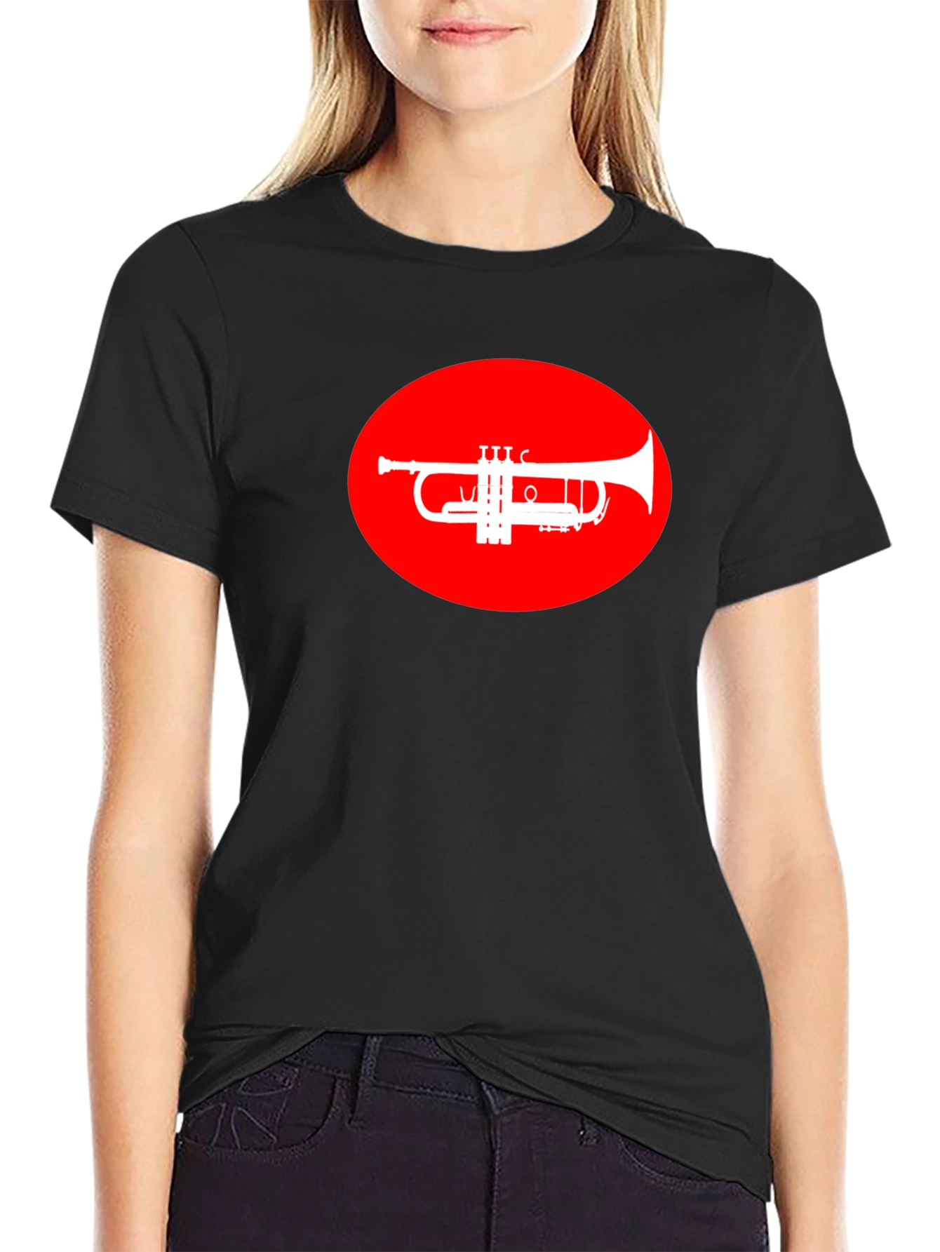 Trumpet Graphic Tee - Red Oval Design