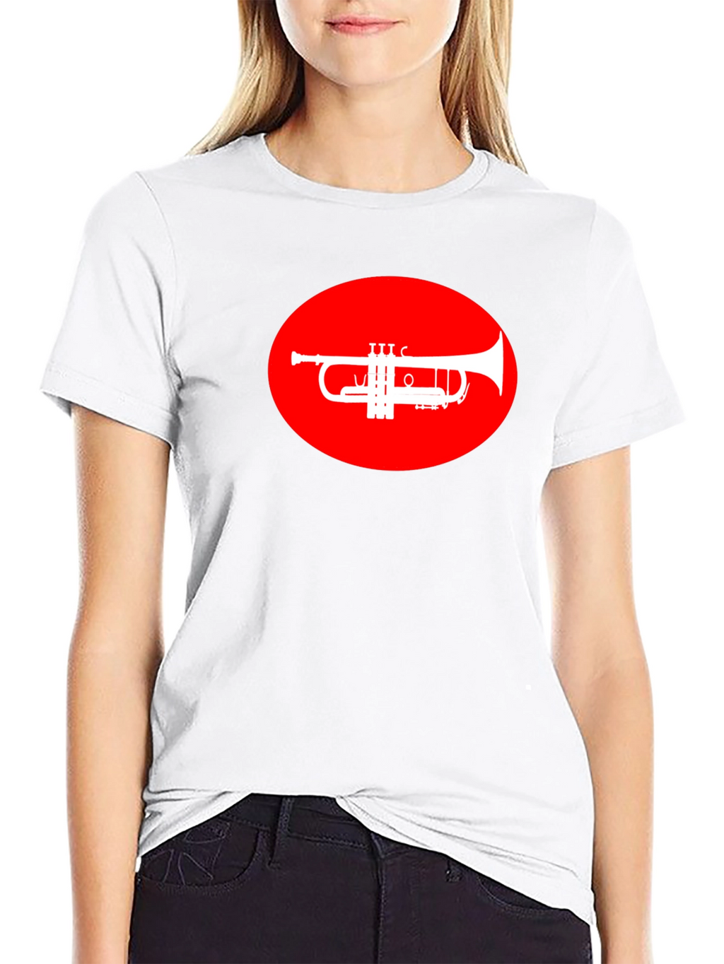 Trumpet Graphic Tee - Red Oval Design