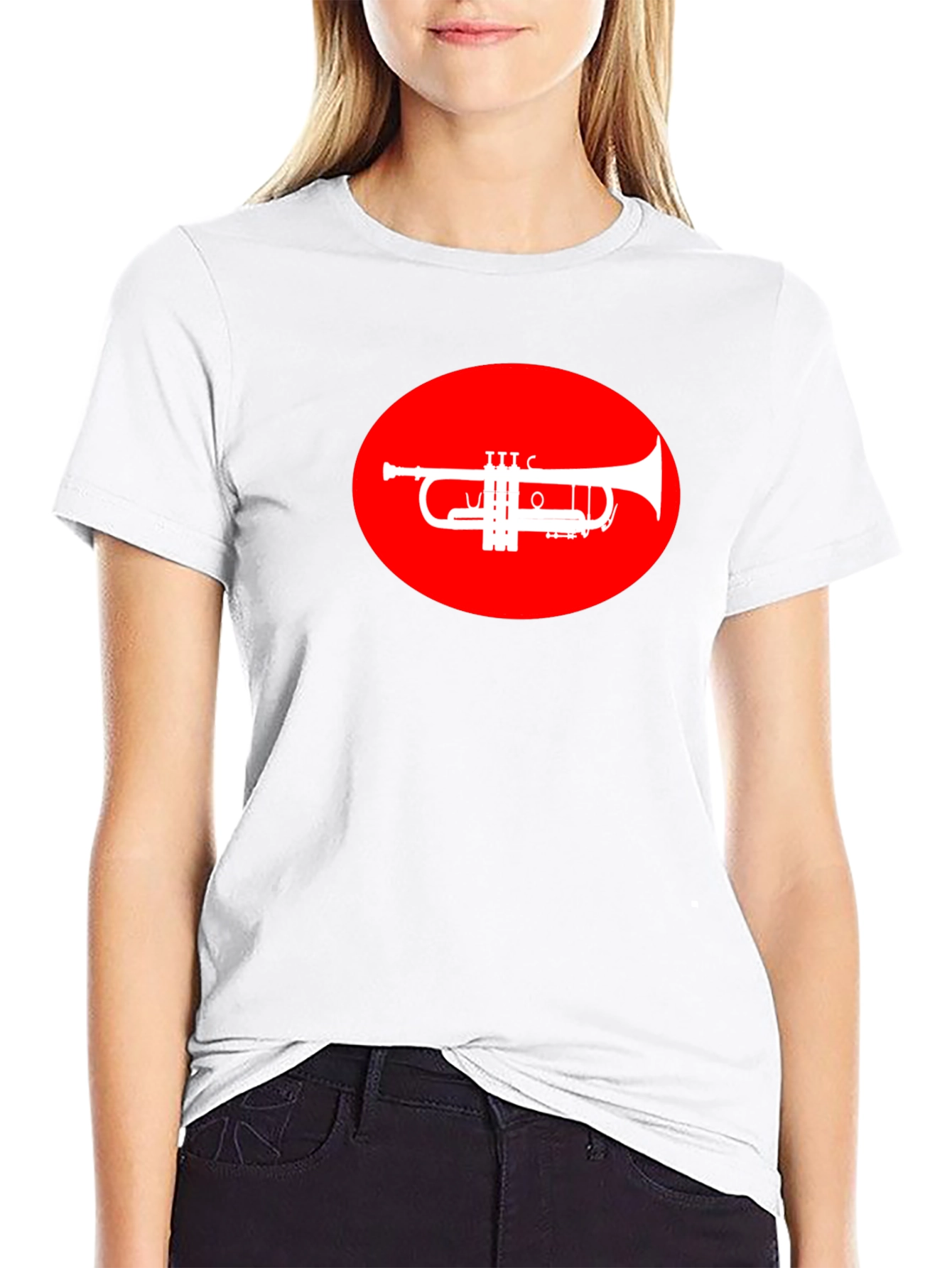 Trumpet Graphic Tee - Red Oval Design