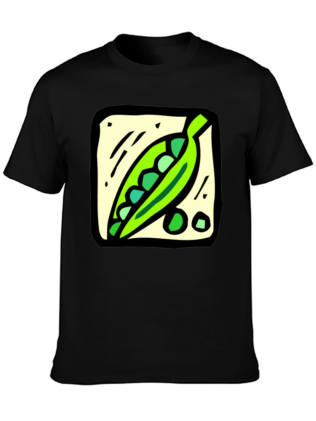 Pea Pod Graphic Tee - Black Cotton T-Shirt