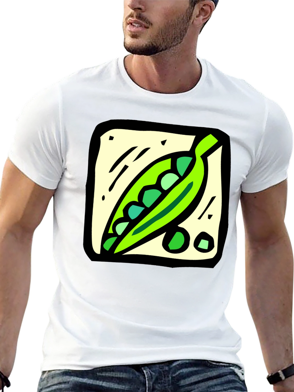 Pea Pod Graphic Tee - Black Cotton T-Shirt