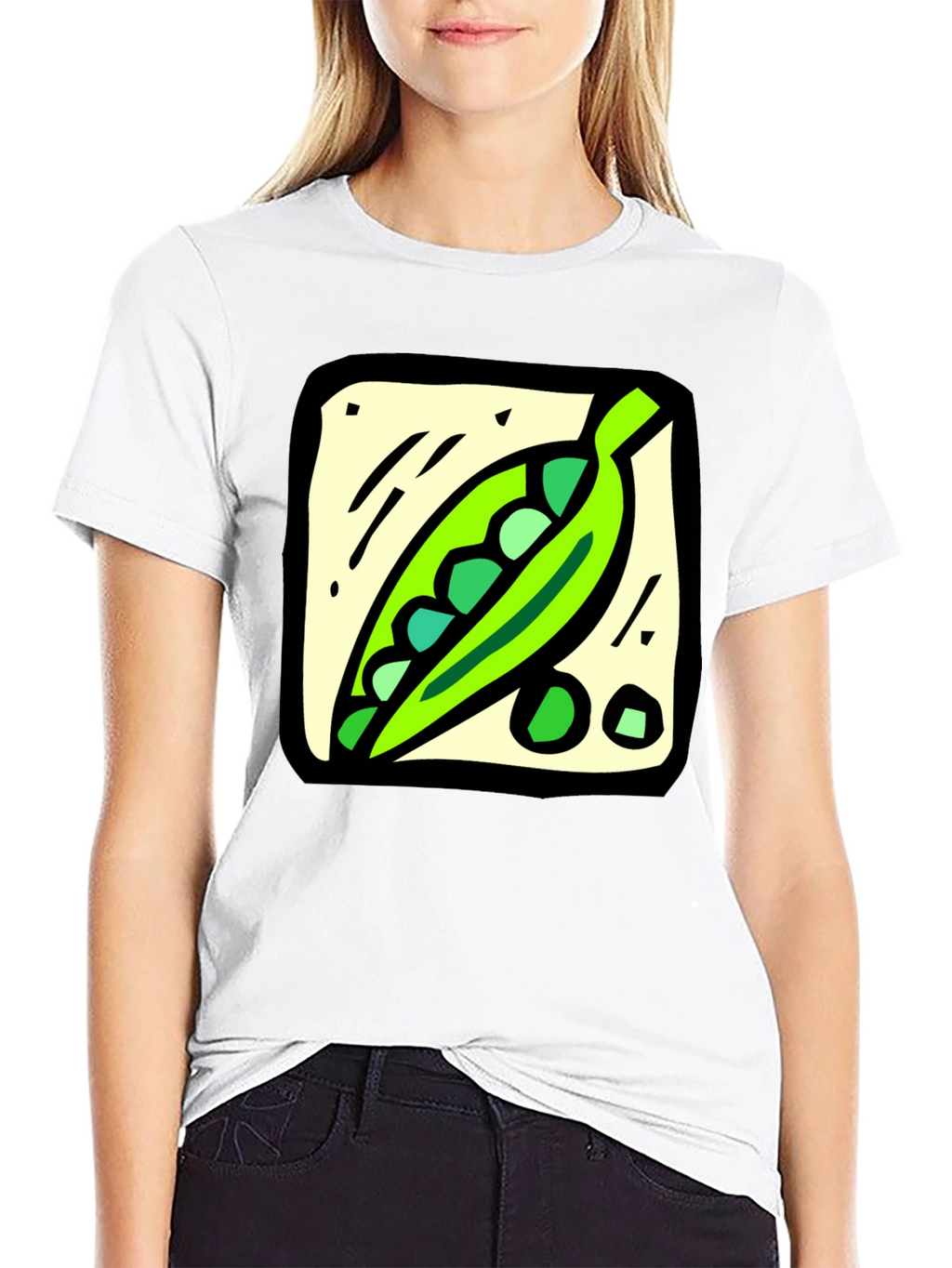 Pea Pod Graphic Tee - Black Cotton T-Shirt