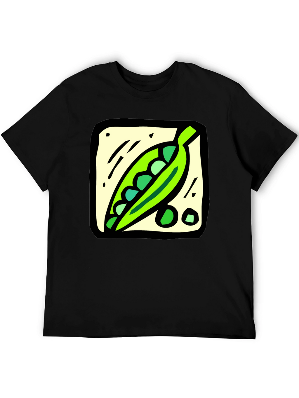 Pea Pod Graphic Tee - Black Cotton T-Shirt