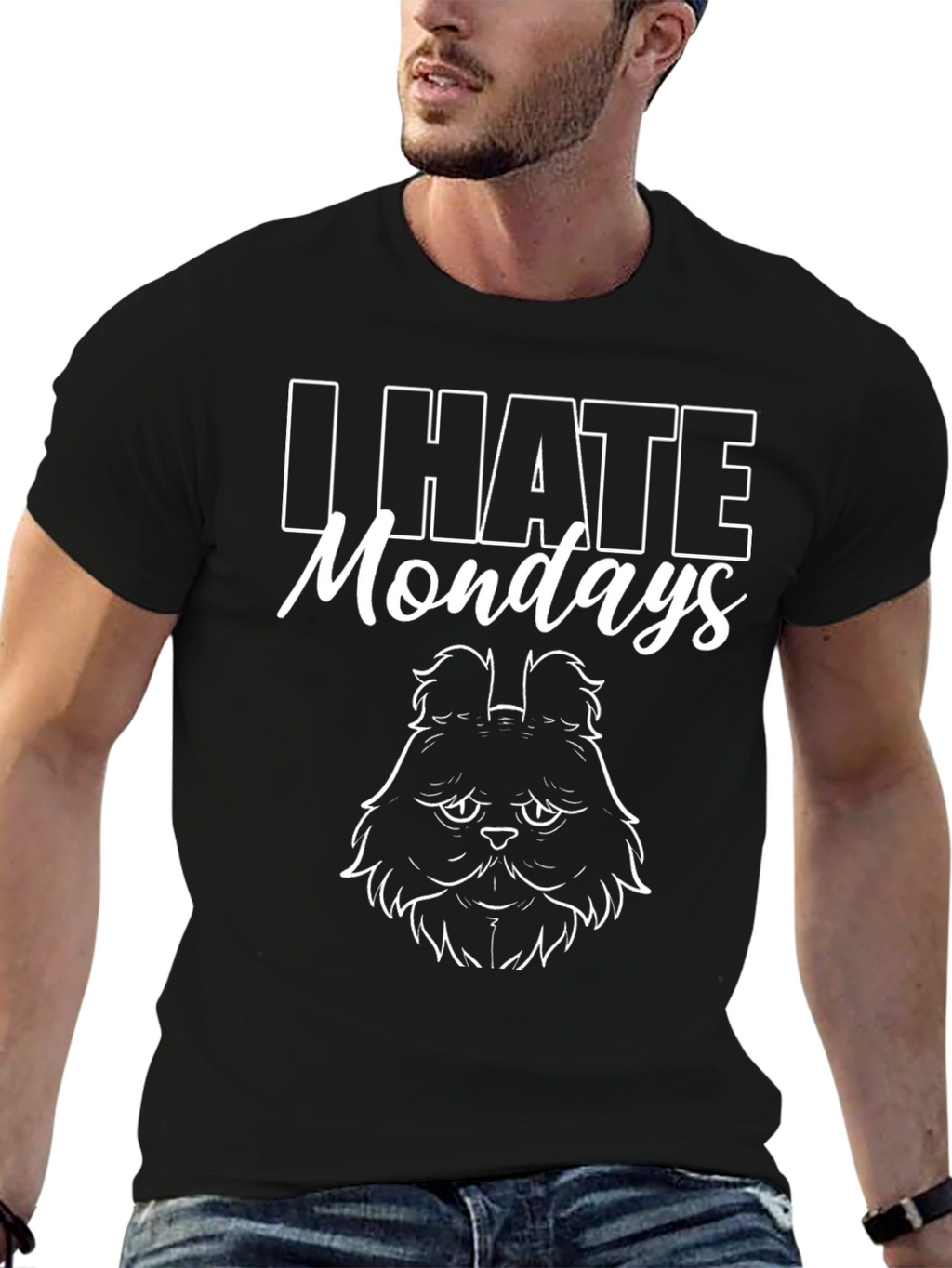 I Hate Mondays Cat T-Shirt - Black