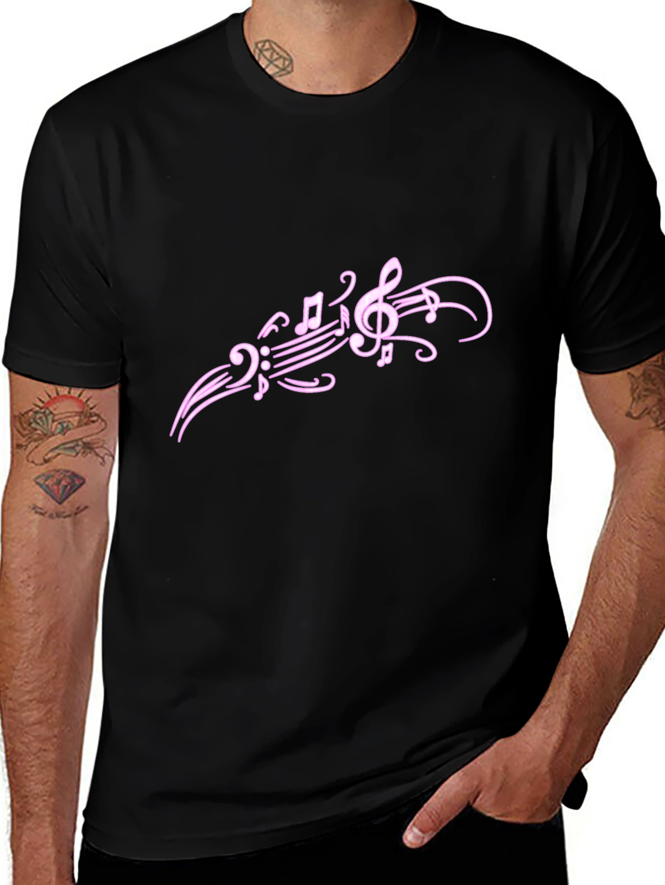Musical Note Graphic Tee - Trendy Black T-Shirt